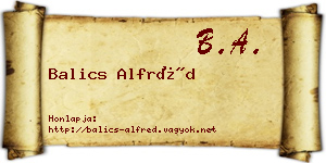 Balics Alfréd névjegykártya